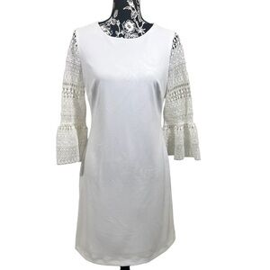 Donna Ricco White Lace Long Sleeve Dress